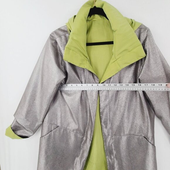 Mycra Pac Jacket Women's Small Reversible Hood Raincoat Jacket Silver Green - Picture 4 of 15